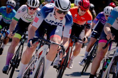 Racers battle for position on Sunday's challenging Circuit race, a rolling 4 mile course.
